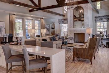 Picture of the club house with coffee bar and seating area